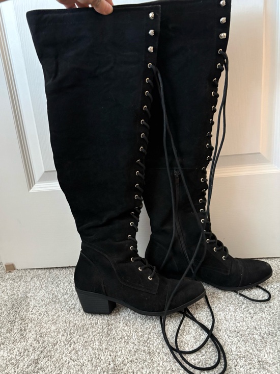 JustFab Shoes - JustFab Black Over-the-Knee Lace-Up Boots